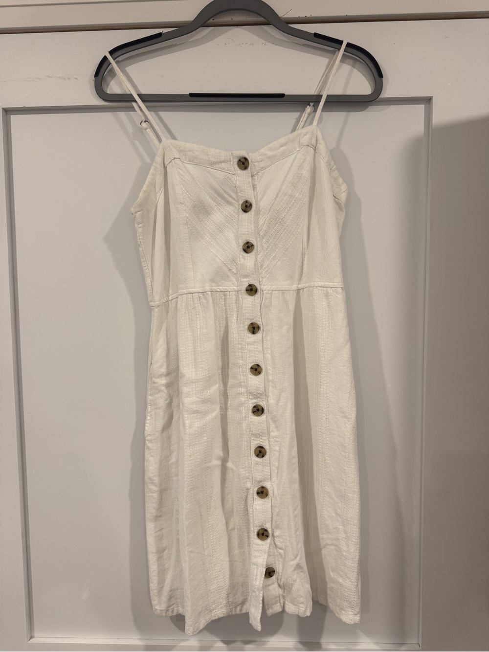 Universal Thread White Button-Front Spaghetti Strap Mini Dress with Pockets!!